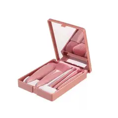 GENERICO - Set 5 Brochas De Maquillaje Profesionales Con Estuche Espejo