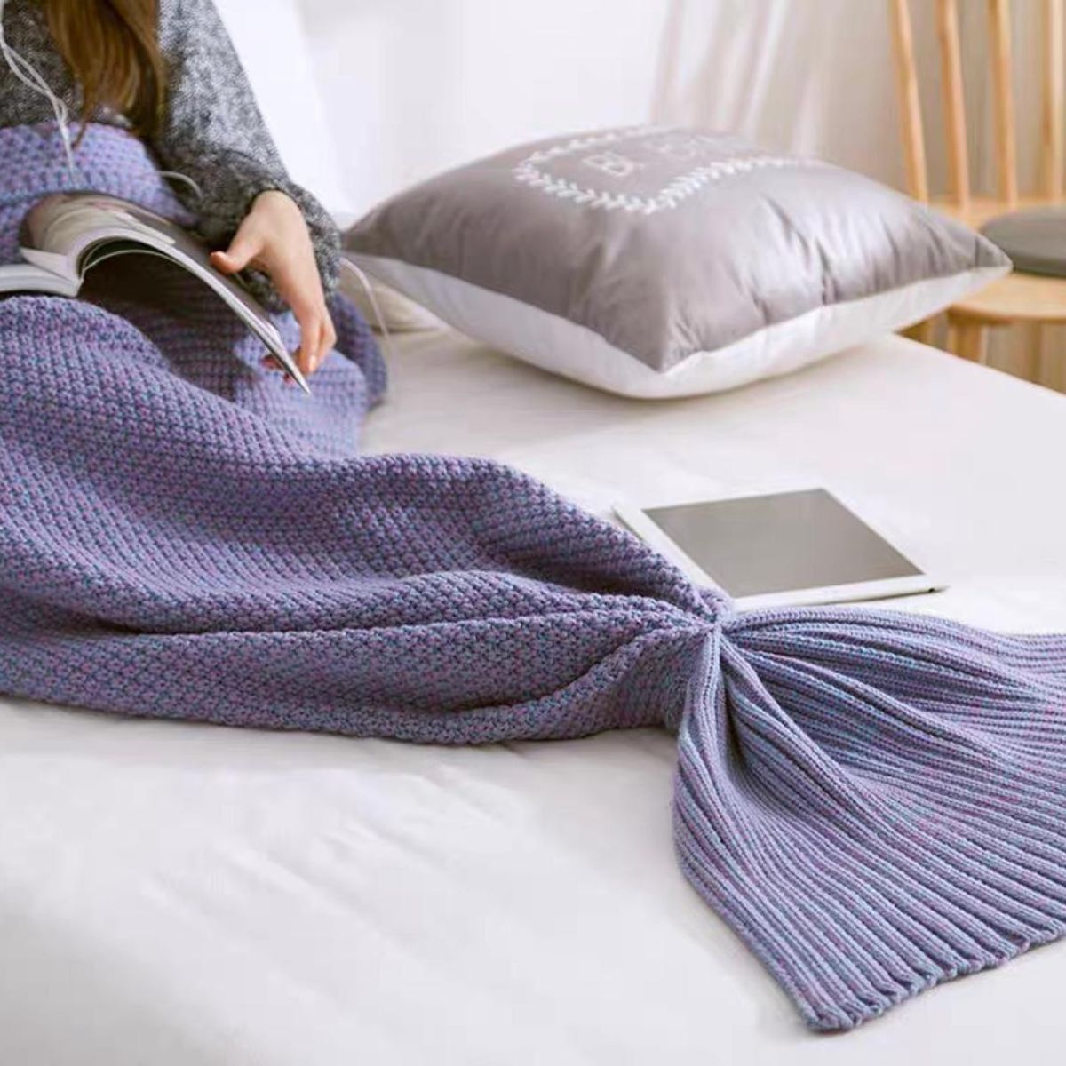 GENERICO - Manta Cola De Sirena De Lana 90x180 cm mod02.