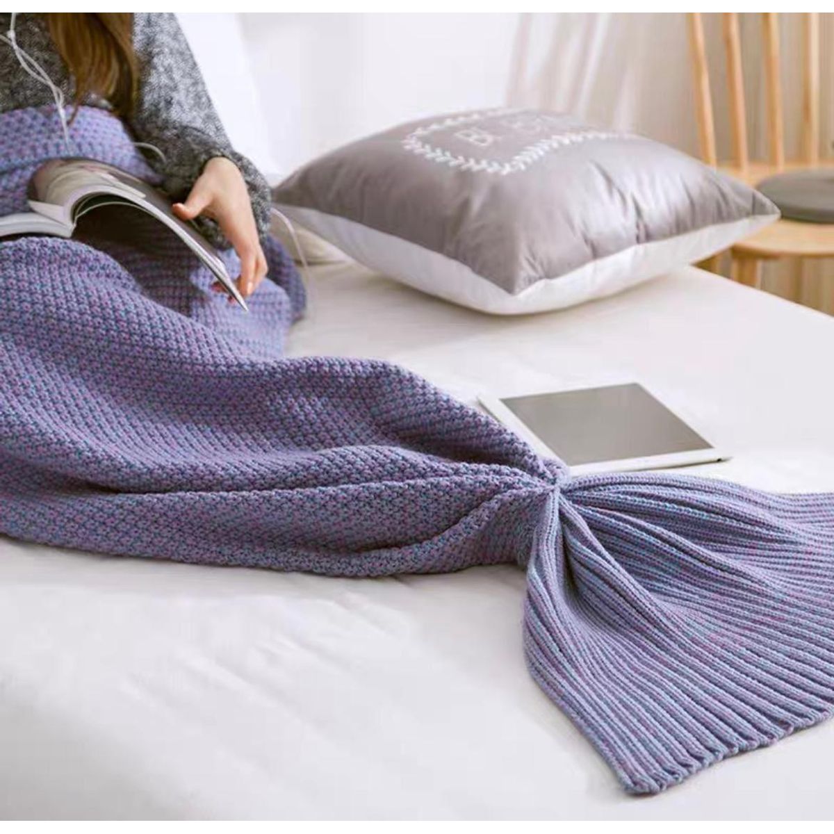 GENERICO - Manta Cola De Sirena De Lana 90x180 cm mod02.