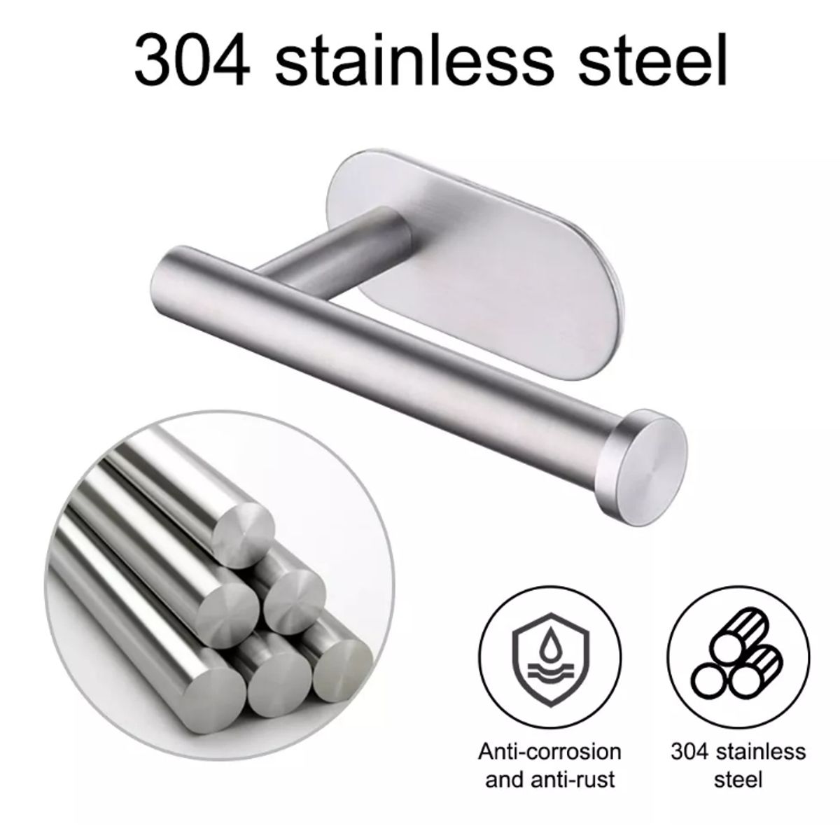 GENERICO - Porta Papel Higiénico Portarrollos Soporte Papel Plateado