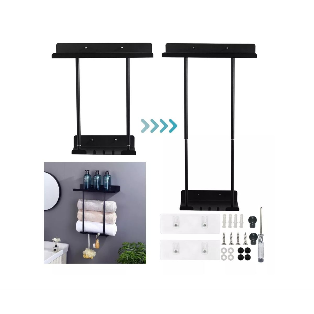 GENERICO - Estante De Baño Para Toallas De Baño Y Toallitas Ajustable