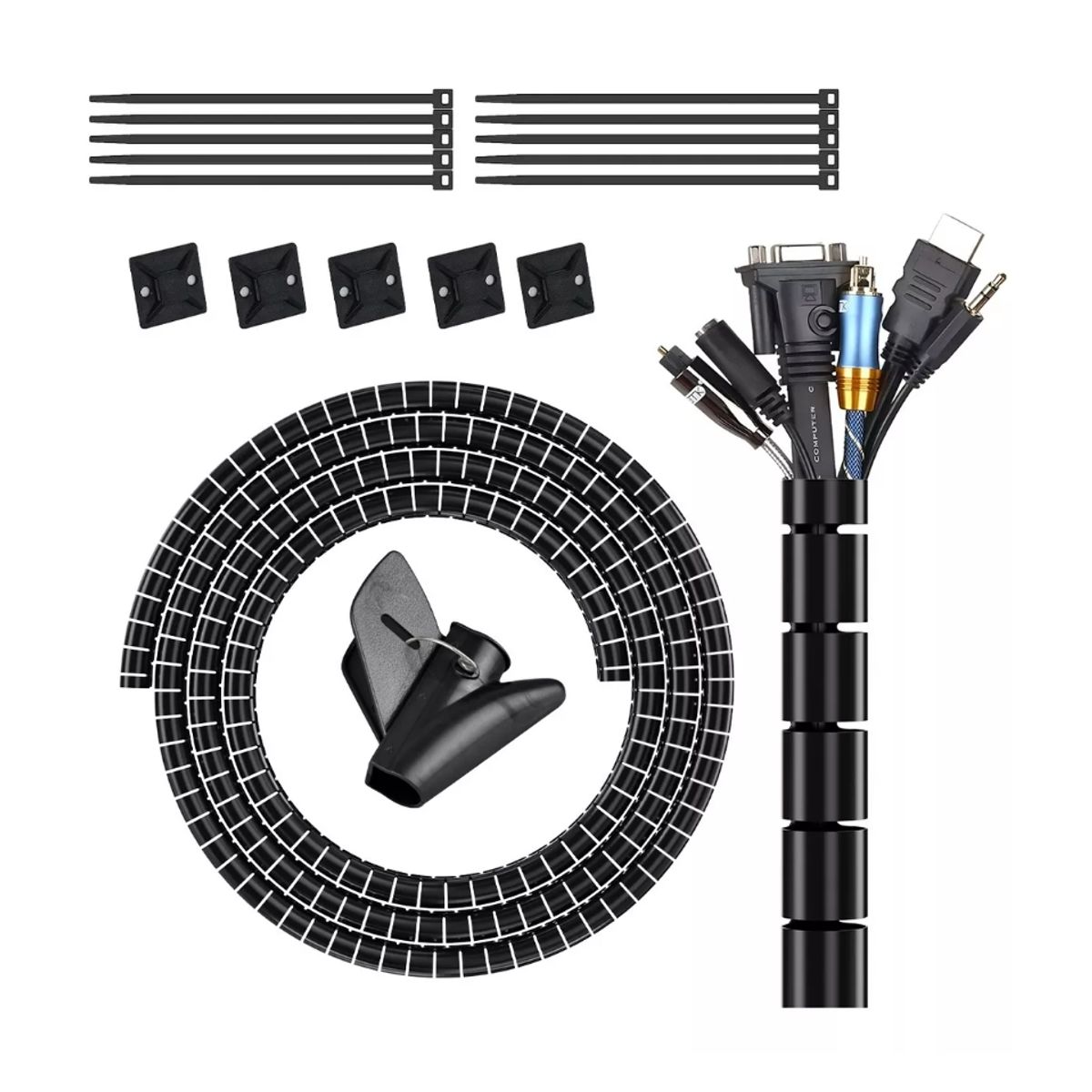 GENERICO - Organizador De Cables En Espiral 22mm×10 Metros