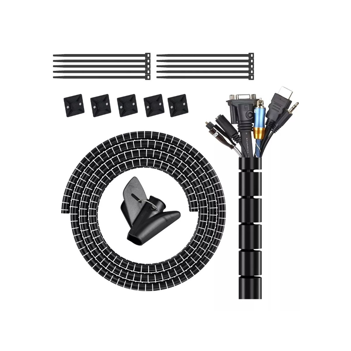 GENERICO - Organizador De Cables En Espiral 22mm×10 Metros