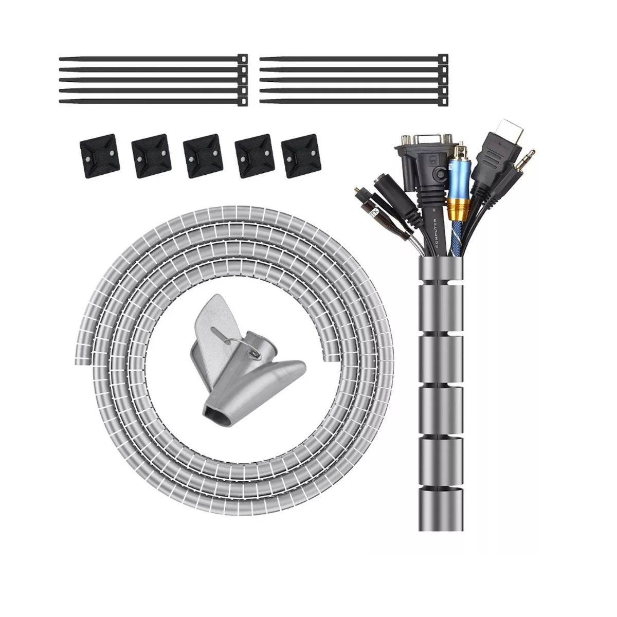 GENERICO - Organizador De Cables En Espiral 22mm×10 Metros