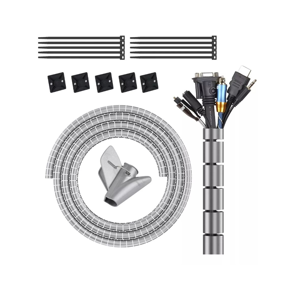 GENERICO - Organizador De Cables En Espiral 22mm×10 Metros