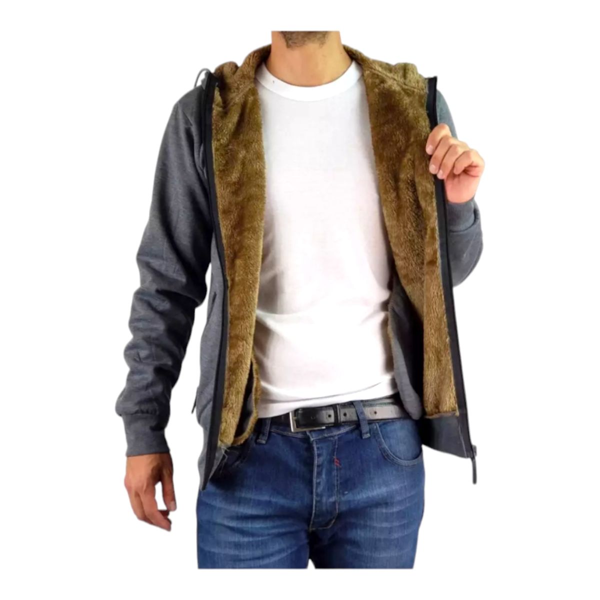 MD - Polerón Hombre Forrado En Polar Con Gorro