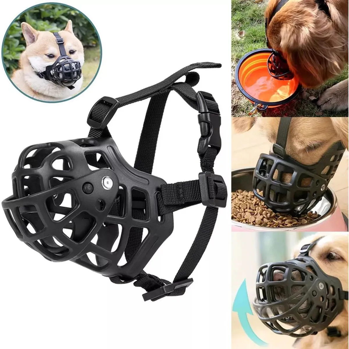 KUANGYE - Bozal Perros Mascotas Grandes Medianos Anti-morder Ajustable