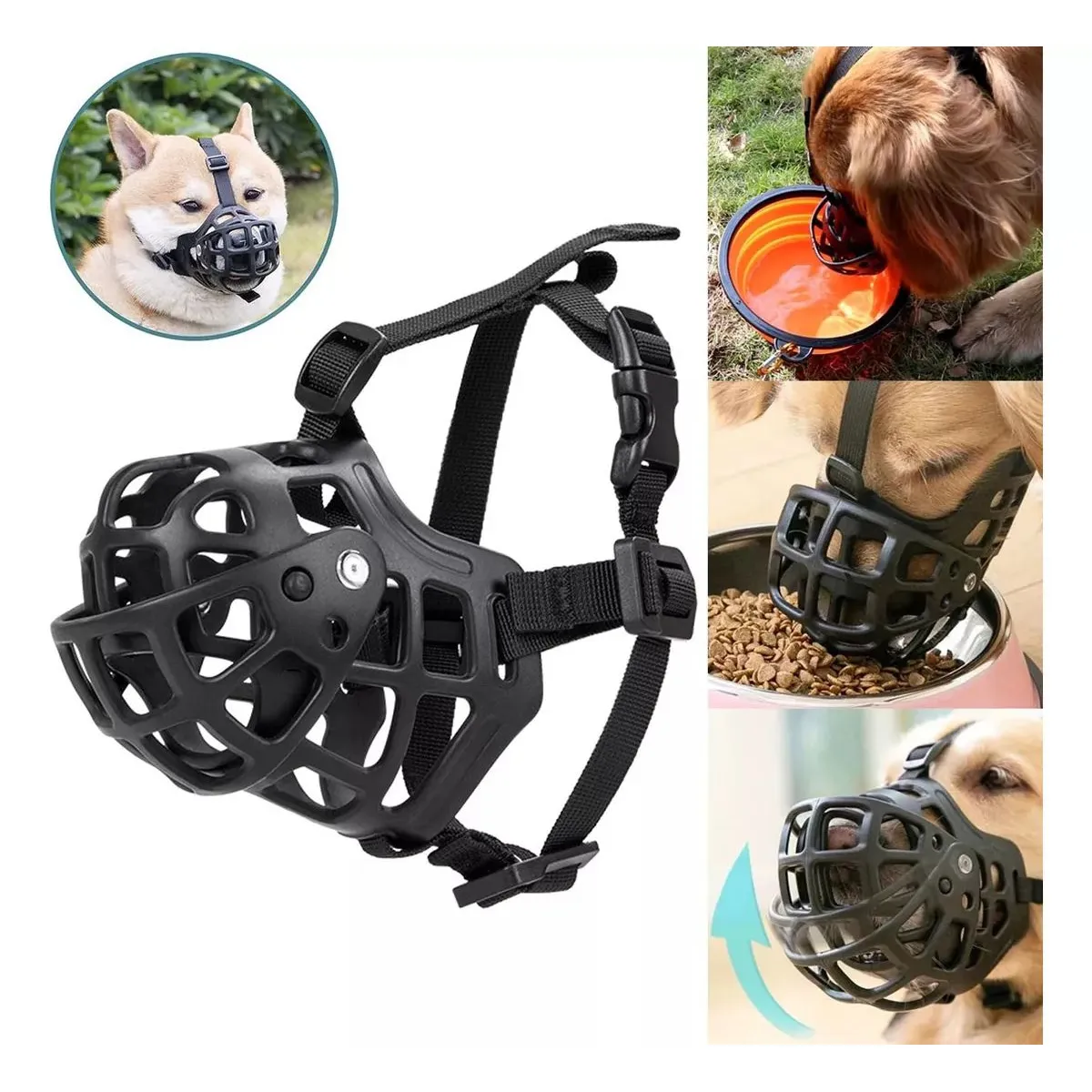 KUANGYE - Bozal Perros Mascotas Grandes Medianos Anti-morder Ajustable