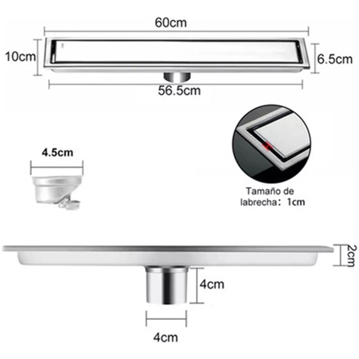 DEKANO - Rejilla De Cubierta Drenaje Anti-olor Ducha Anti-obstrucción 10×50cm