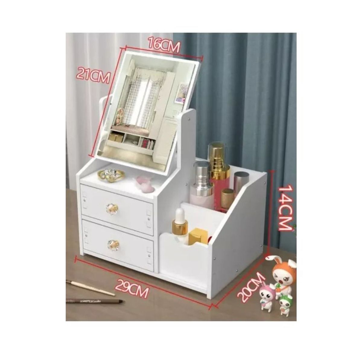 GENERICO - Organizador Cajón Maquillaje Con Espejo Rectangular 1 Cajon