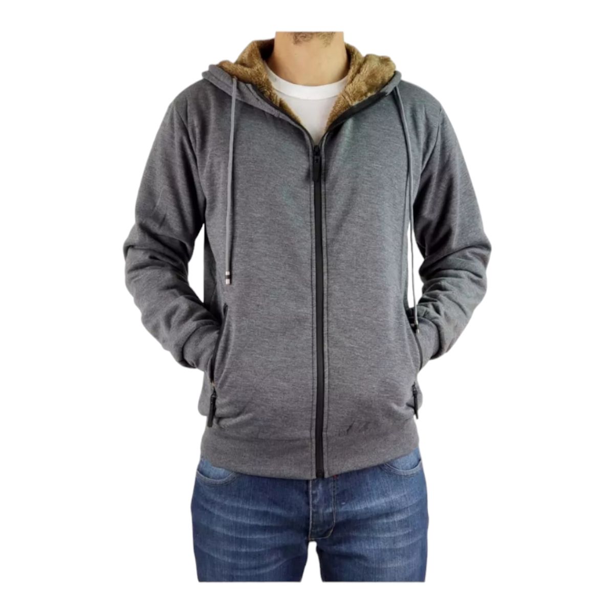 MD - Polerón Hombre Forrado En Polar Con Gorro
