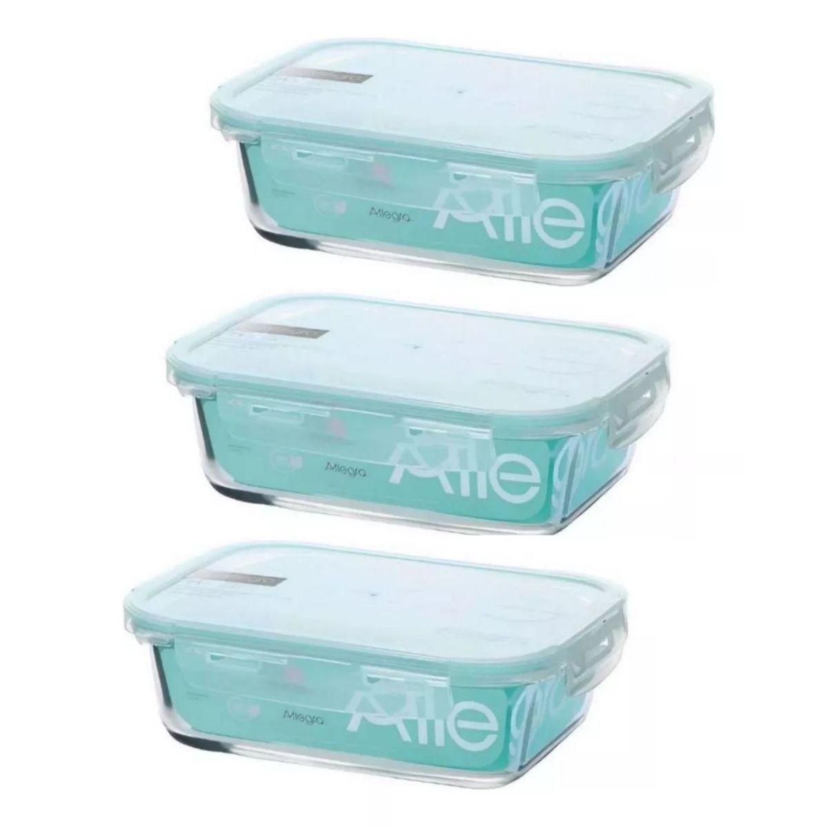ALLEGRA - Set 3 Hermeticos - Taper Contenedor De Alimentos Allegra 1 Litro