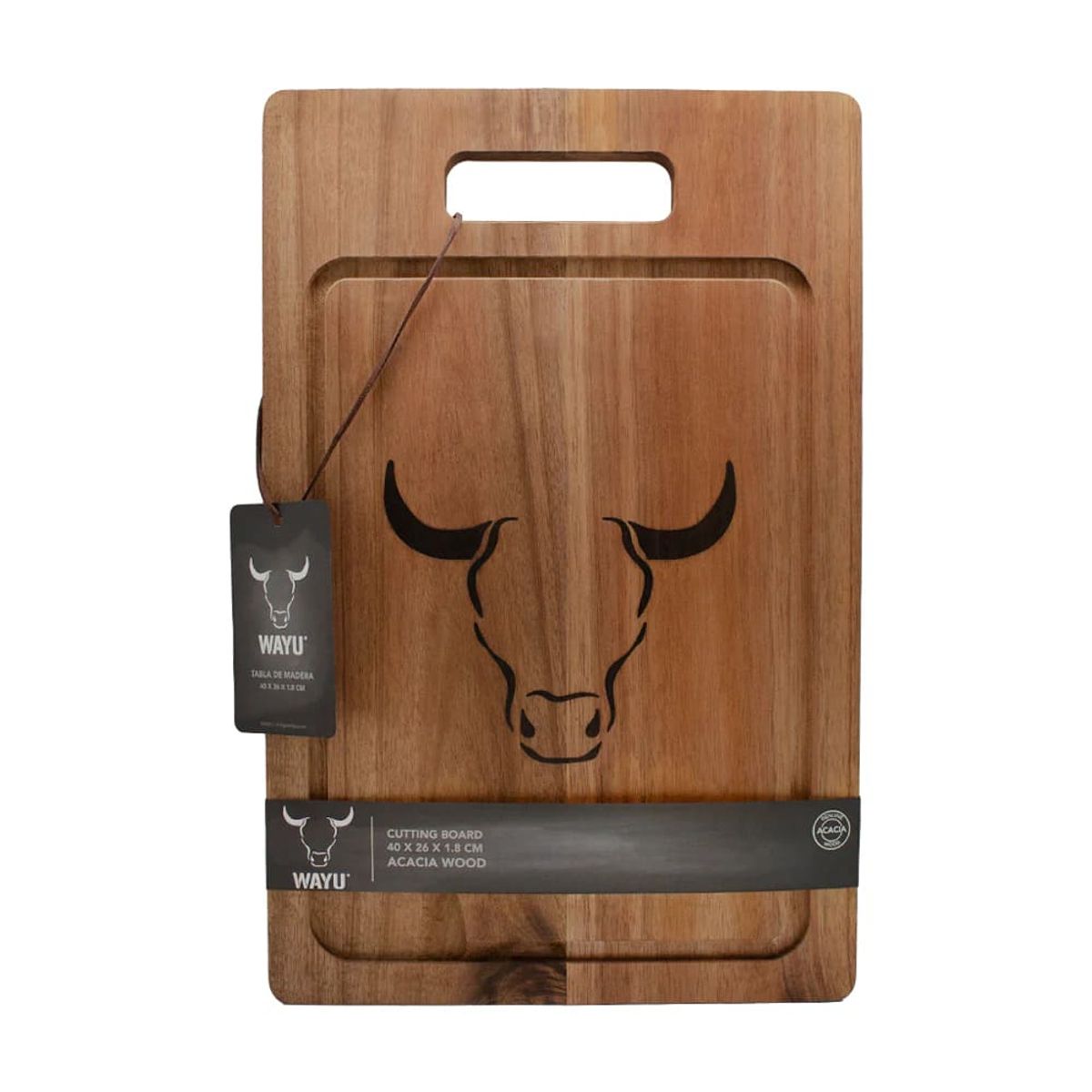 WAYU - Tabla Wayu 40x26cm Madera de Acacia Para Asados BBQ Parrilla