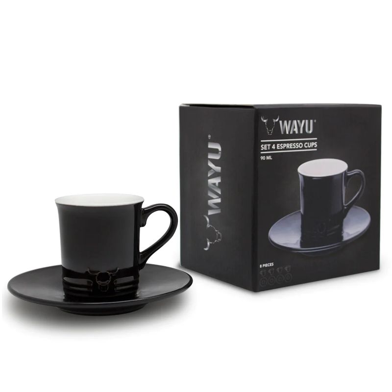 WAYU - Set 4 Tazas Y Platos 90ml Wayu Expresso 8 Piezas Cafe Expresso