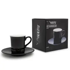 WAYU - Set 4 Tazas Y Platos 90ml Expresso 8 Piezas Cafe Expresso