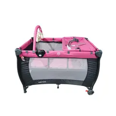 BABYMINE - Cuna Corral Para bebé Con Mudador 3 en 1 Rosa