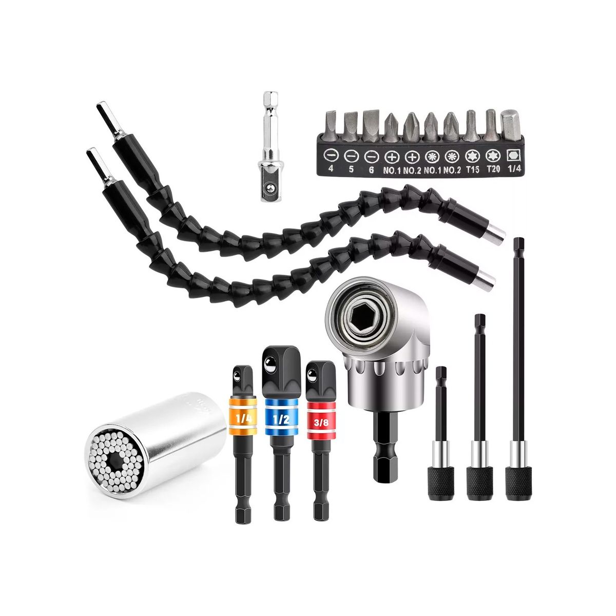 GENERICO - Dado Universal Llave De Tubo Y 105° Adaptador Angular 21pcs