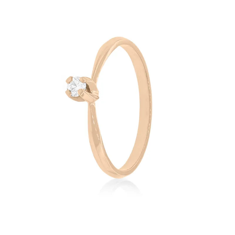 JB JOYAS BARON - Anillo Compromiso Oro Rosado 18kt  Niza 1x12ptos Diamante