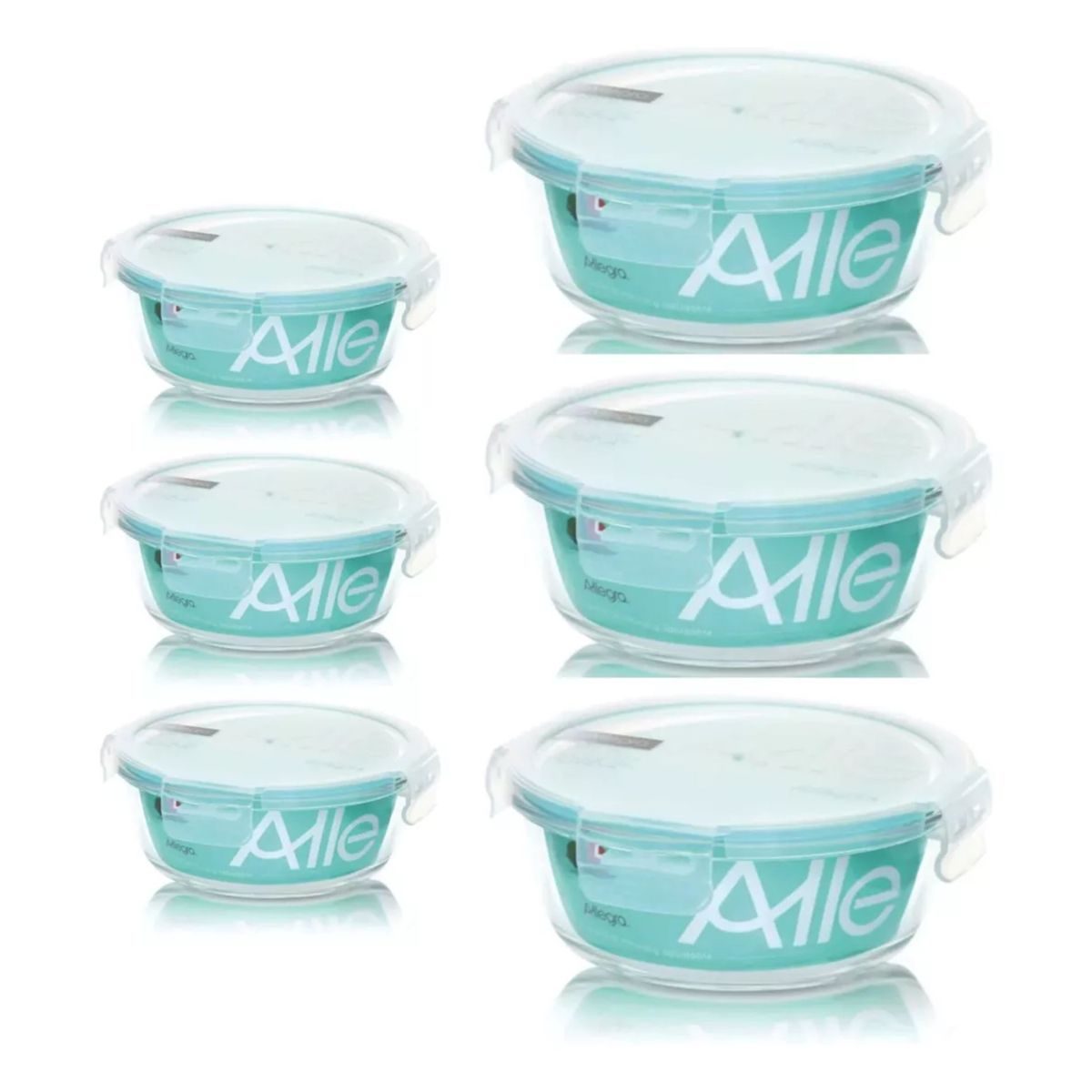 ALLEGRA - Pack 6 Hermeticos Taper Redondo Vidrio Templado