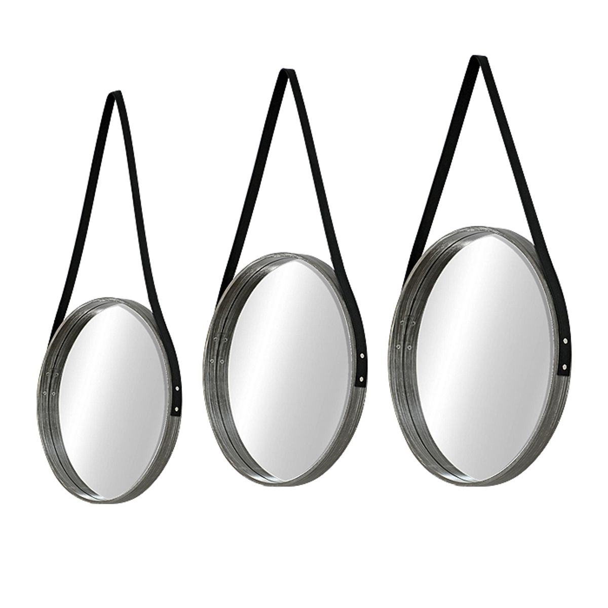 MSA MUEBLES SANTA ANA - Set 3 Espejos Correa Cuero