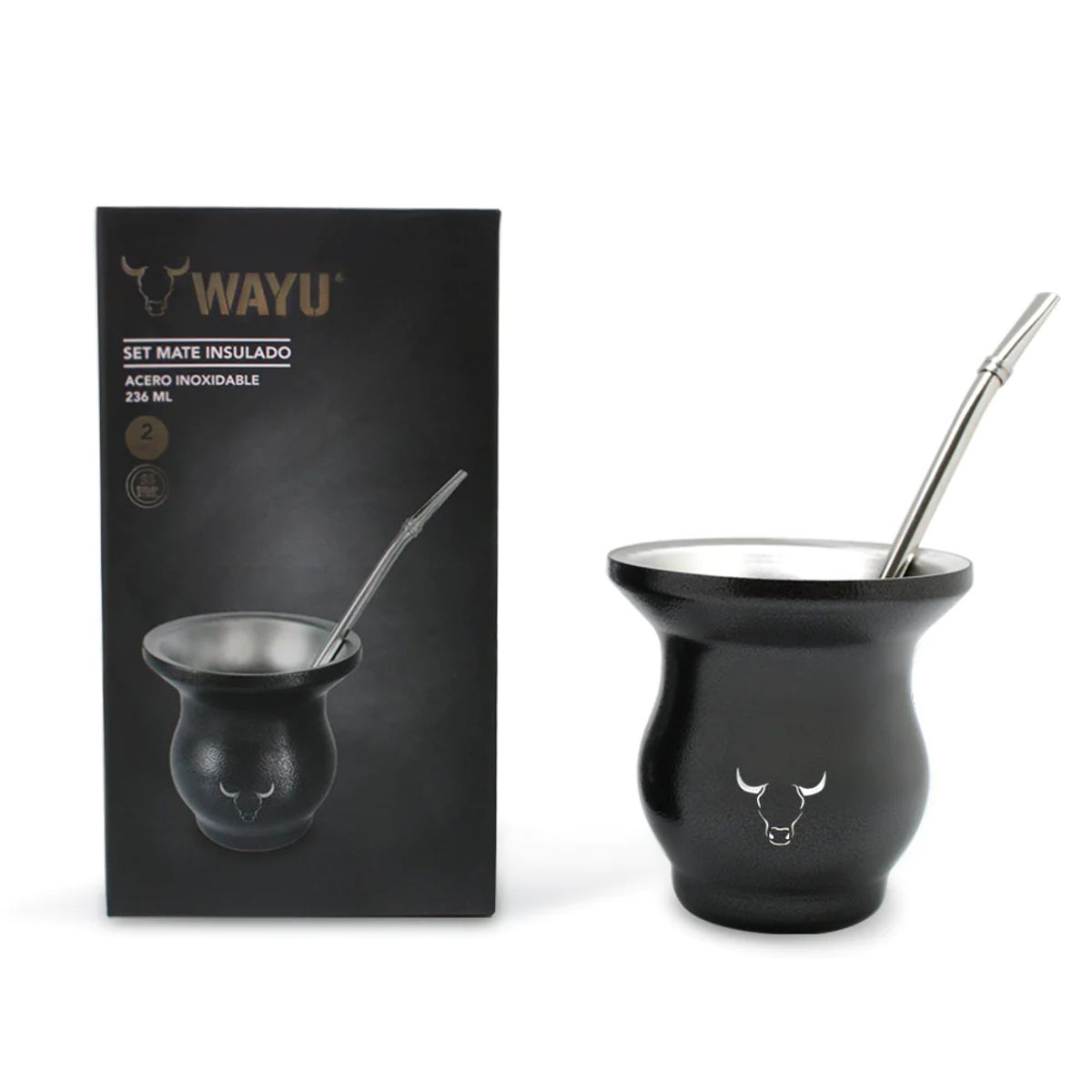 WAYU - Mate Insulado Wayu Set Con Bombilla 236mL Acero Inoxidable