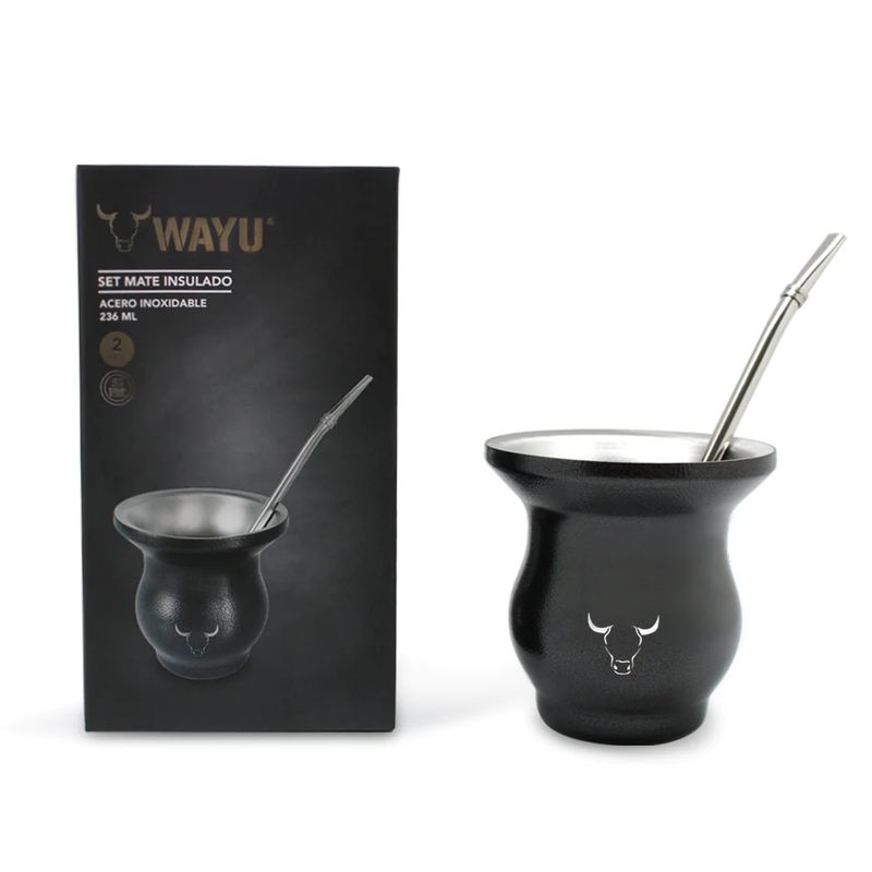 WAYU - Mate Insulado Wayu Set Con Bombilla 230ml Acero Inoxidable