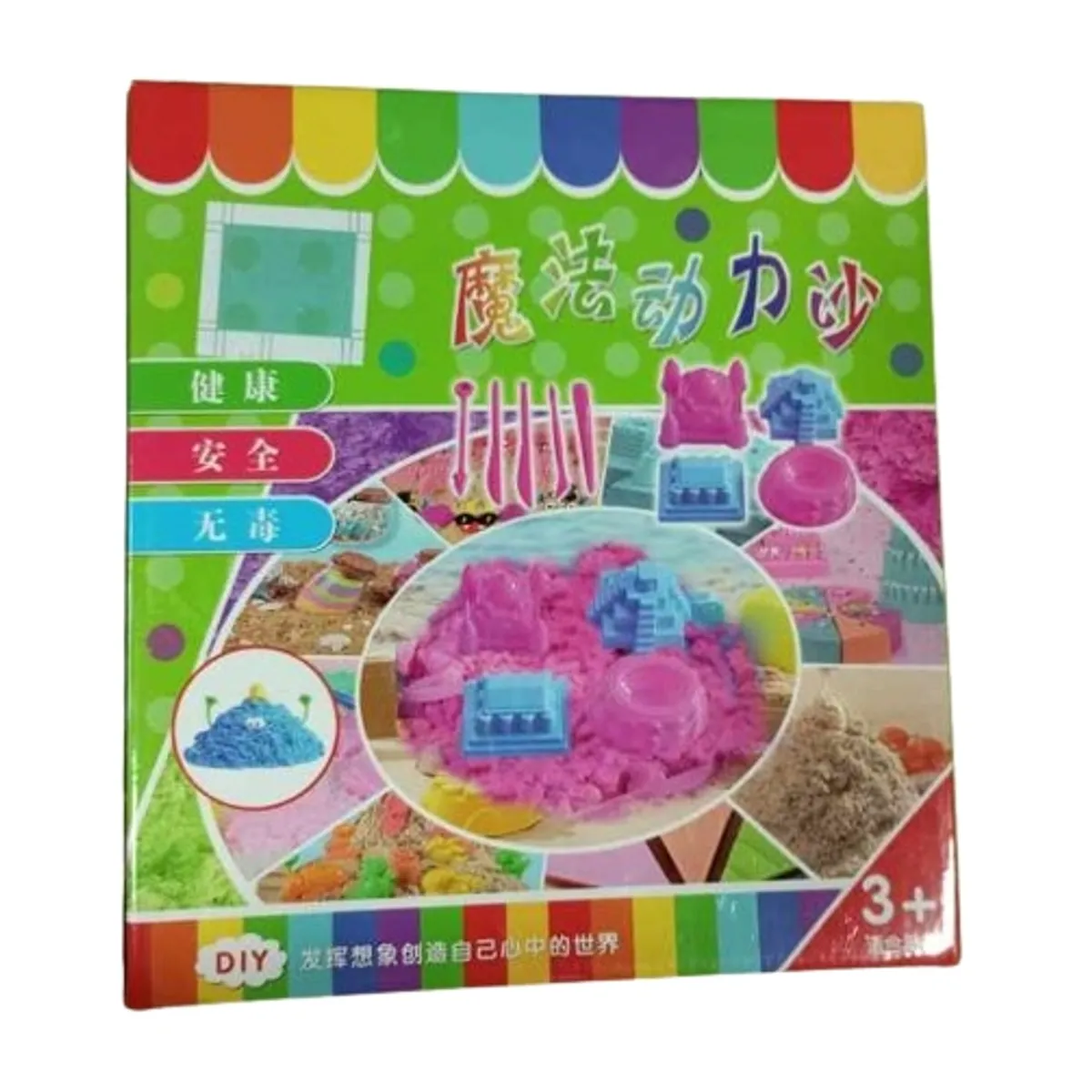 GENERICO - Caja 1 kilo de arena magica [ verde ] + accesorios