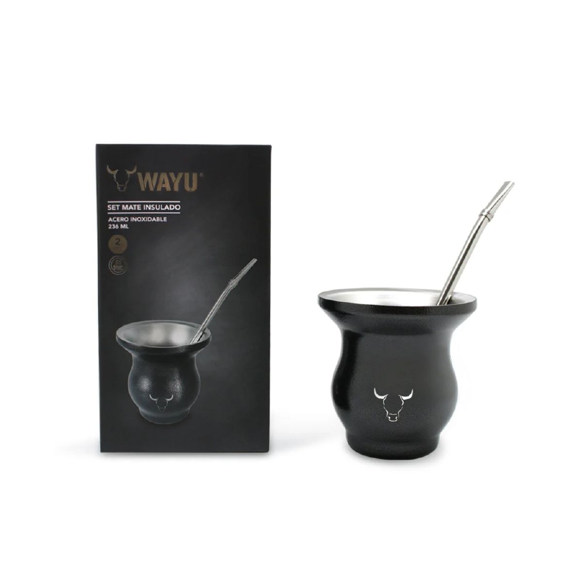 WAYU - Mate Wayu Set Con Bombilla 230ml Acero Inoxidable Premium