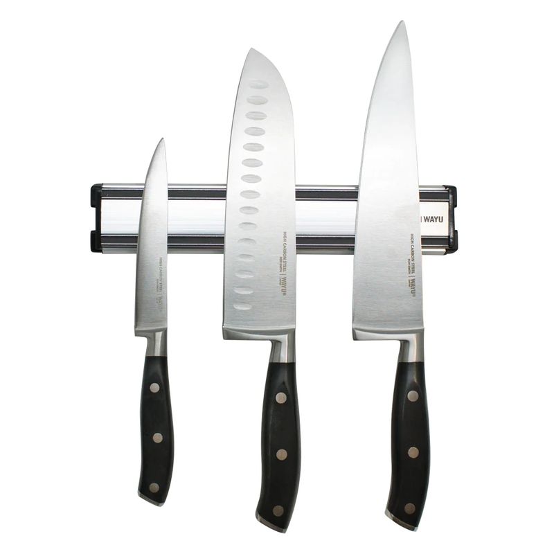 WAYU - Block Magnético Con 3 Cuchillos Acero Inoxidable Cocina Wayu