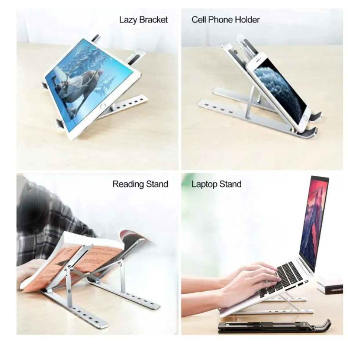 GENERICO - 4 Soporte De Aluminio Portátil Notebook Laptop Tablet Multi
