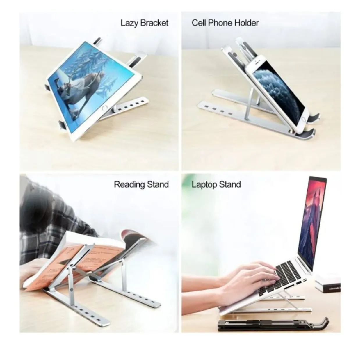 GENERICO - 4 Soporte De Aluminio Portátil Notebook Laptop Tablet Multi