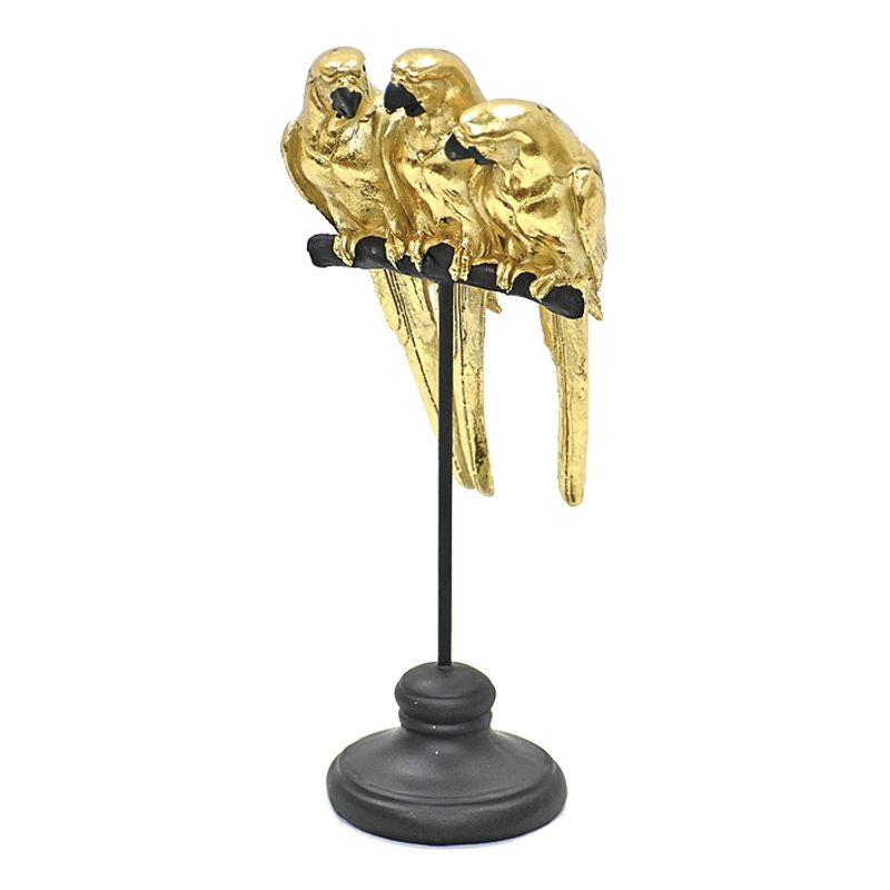 GENERICO - Figura Trio de Loros Dorado