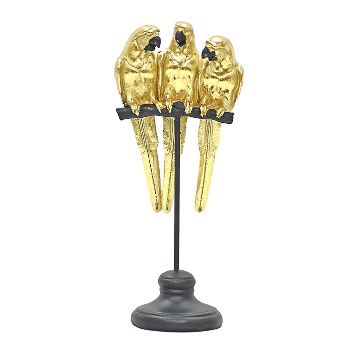 MSA MUEBLES SANTA ANA - Figura Trio de Loros Dorado