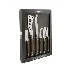 WAYU - Set 6 Cuchillos Aperitivo Mango Madera Tablas Picoteo