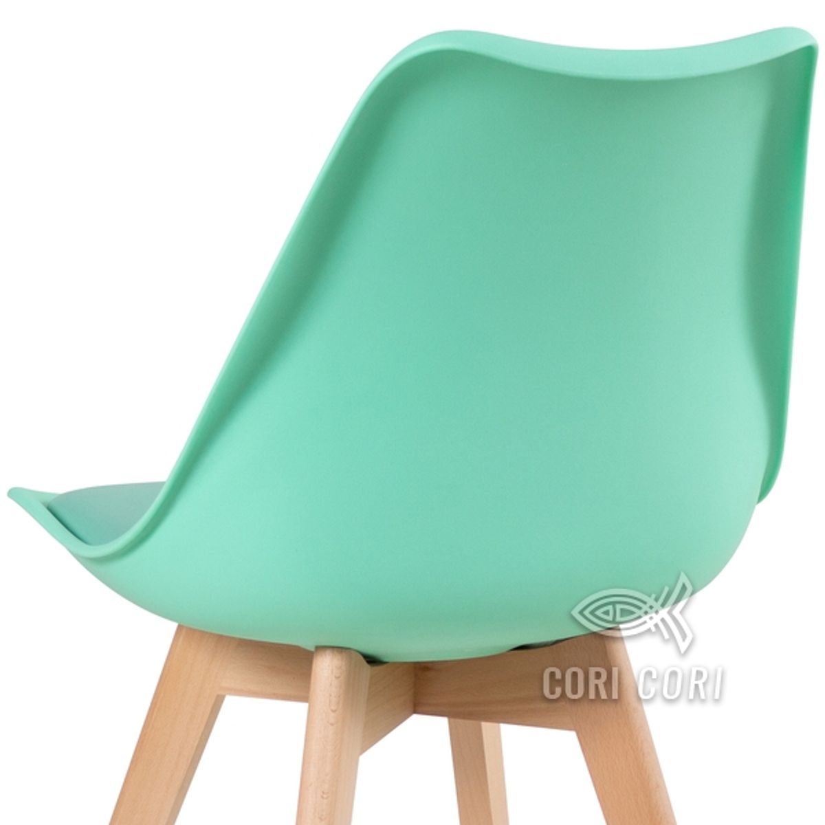 CORI CORI - Juego de Comedor Mesa Eames Melamina Blanca 80cm + 4 Sillas Tulip Menta