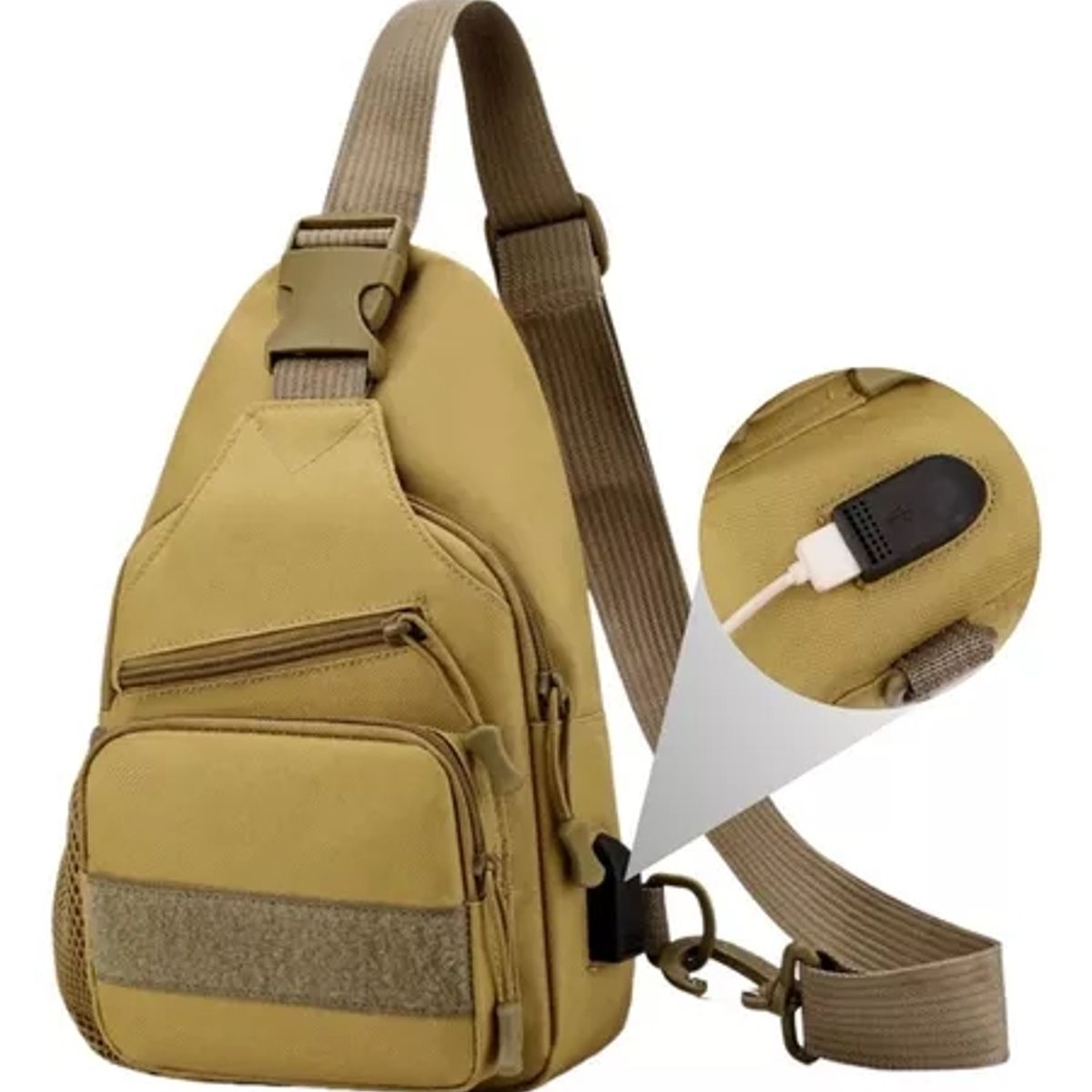 GENERICO - Bolso Táctico Impermeable Banano Bandolero Cruzado Carga Usb
