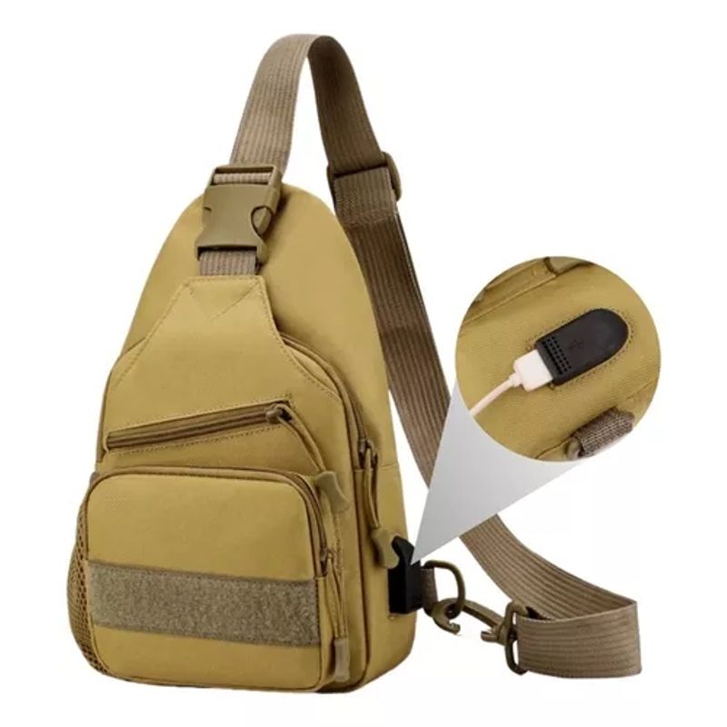 GENERICO - Bolso Táctico Impermeable Banano Bandolero Cruzado Carga Usb