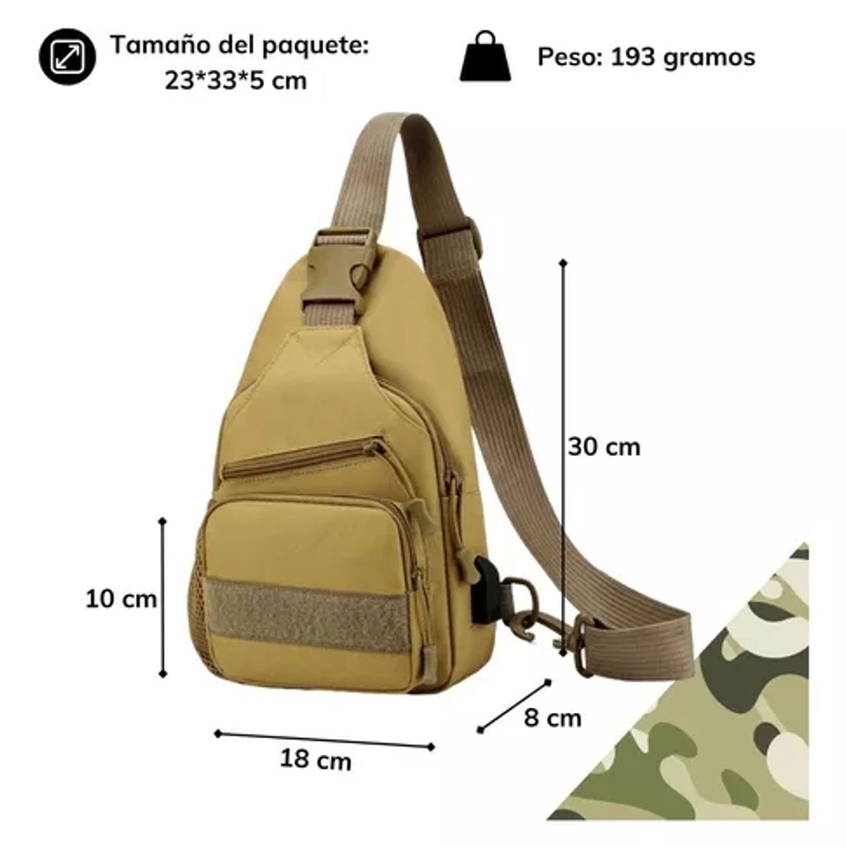 GENERICO - Bolso Táctico Impermeable Banano Bandolero Cruzado Carga Usb