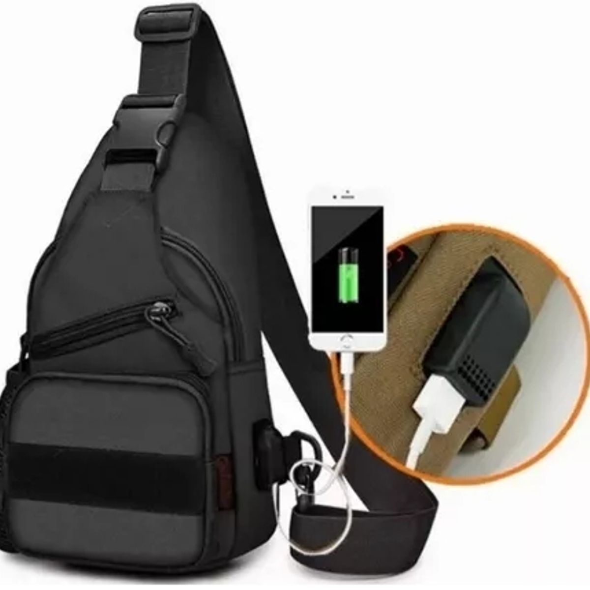 GENERICO - Bolso Banano Táctico Cruzado Bandolero Militar Carga Usb
