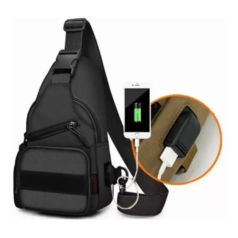 GENERICO - Bolso Banano Táctico Cruzado Bandolero Militar Carga Usb