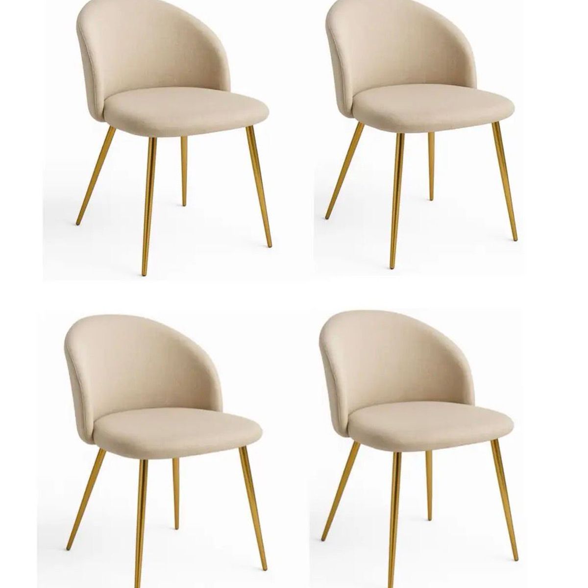 HABITA2 CHILE - Pack de 4 Sillas estilo nórdico tapiz lino patas simil madera