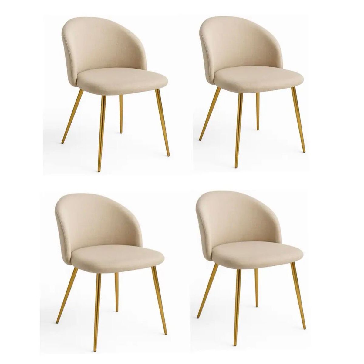 HABITA2 CHILE - Pack de 4 Sillas estilo nórdico tapiz lino patas simil madera