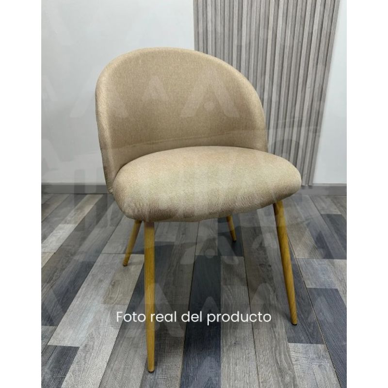 GENERICO - Pack de 4 Sillas estilo nórdico tapiz lino - Beige
