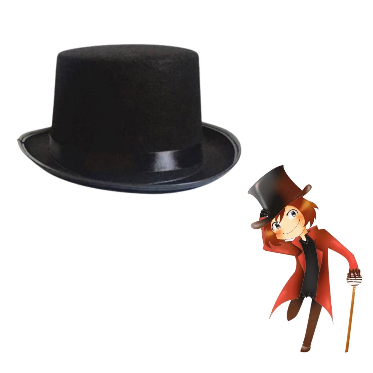 GENERICO - Sombrero De Copa Accesorio Para Disfraz Willy Wonka Niño