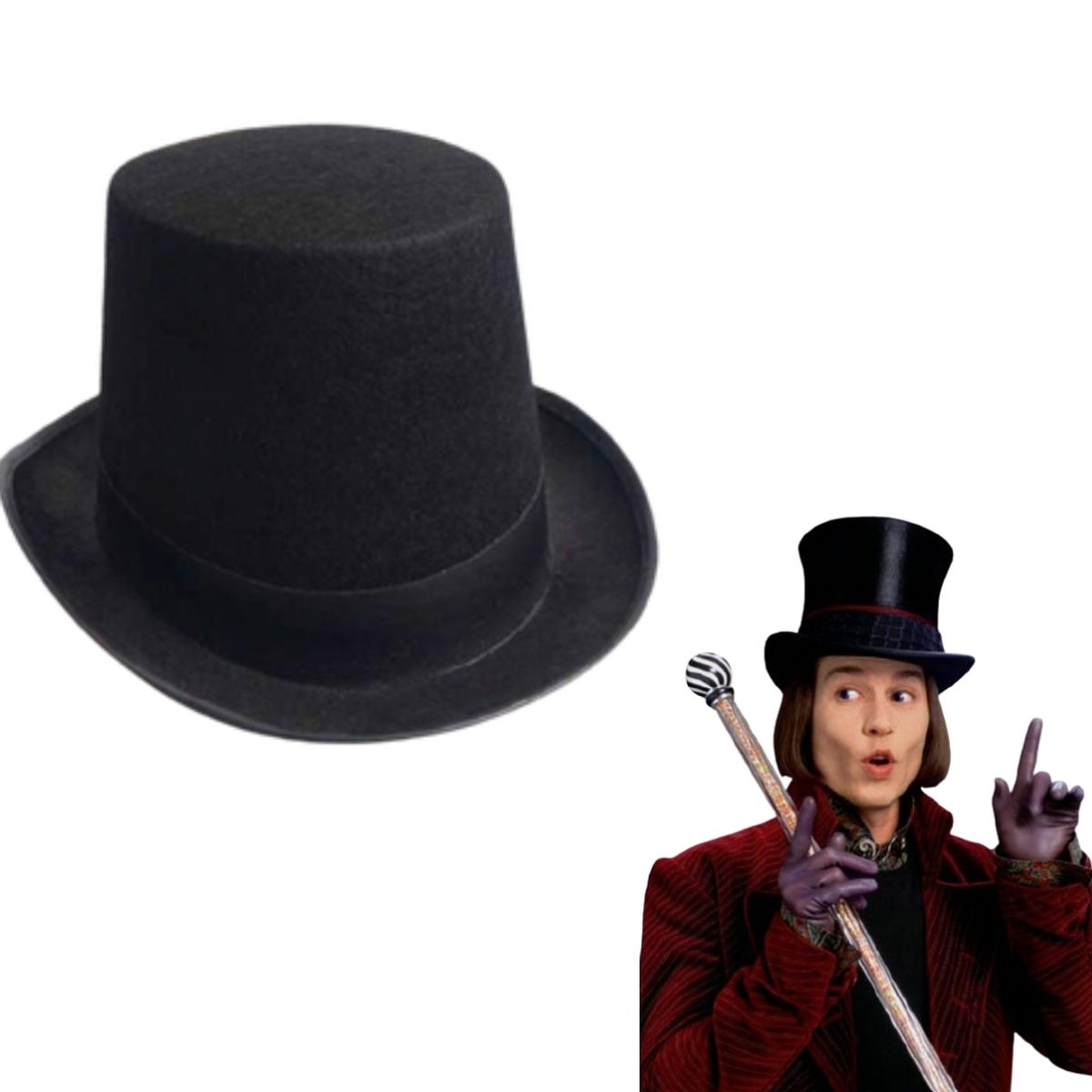 GENERICO - Sombrero De Copa Accesorio Para Disfraz Willy Wonka Niño