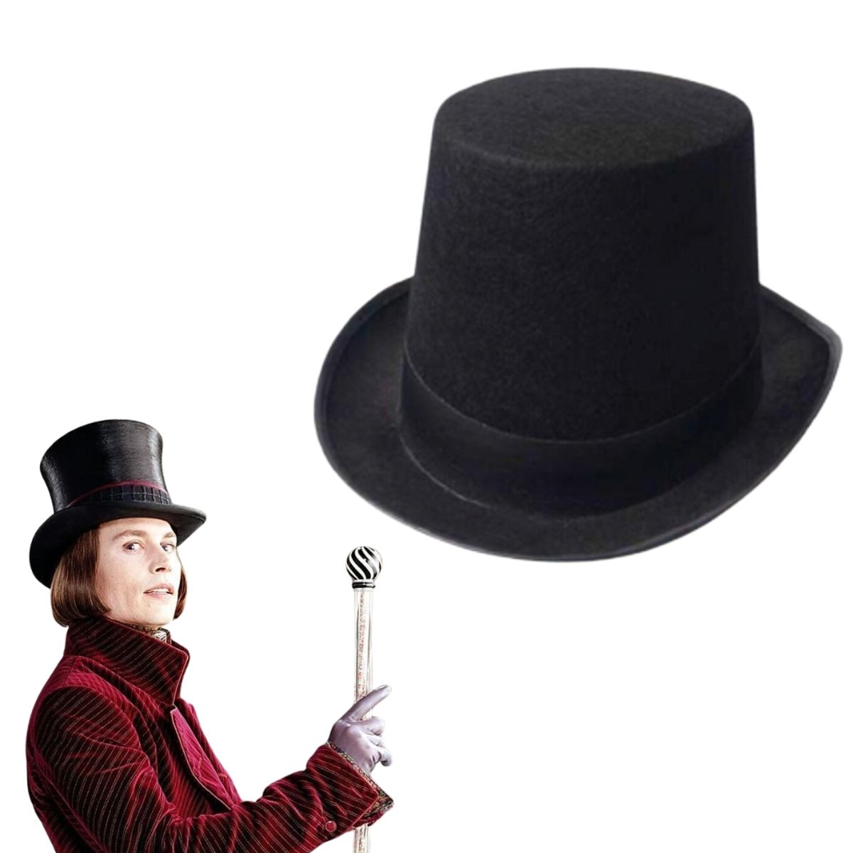 GENERICO - Sombrero De Copa Accesorio Para Disfraz Willy Wonka Niño
