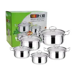 GENERICO - Juego De Ollas y Utensilios de Cocina 16-18-20-22-24cm 10P Plateado
