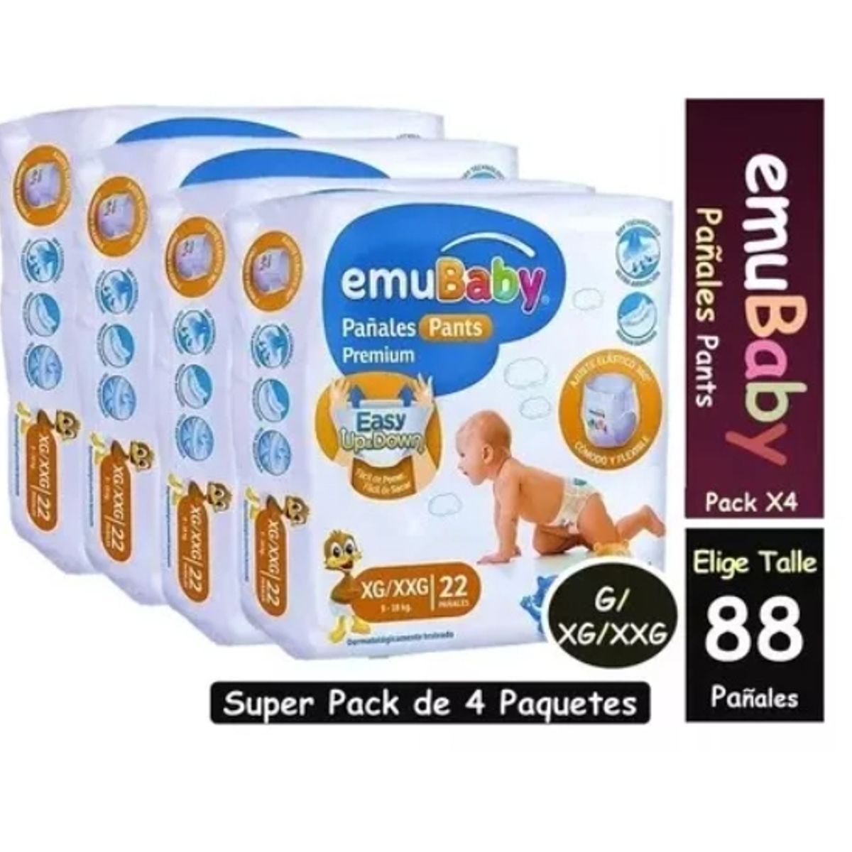 EMUBABY - Emubaby Pants 4 Paq XG/XXG