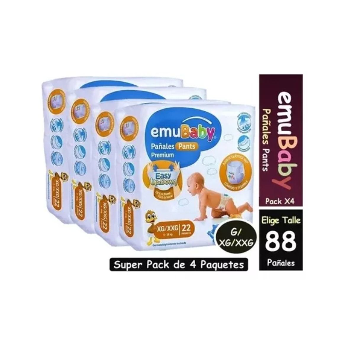 EMUBABY - Emubaby Pants 4 Paq XG/XXG