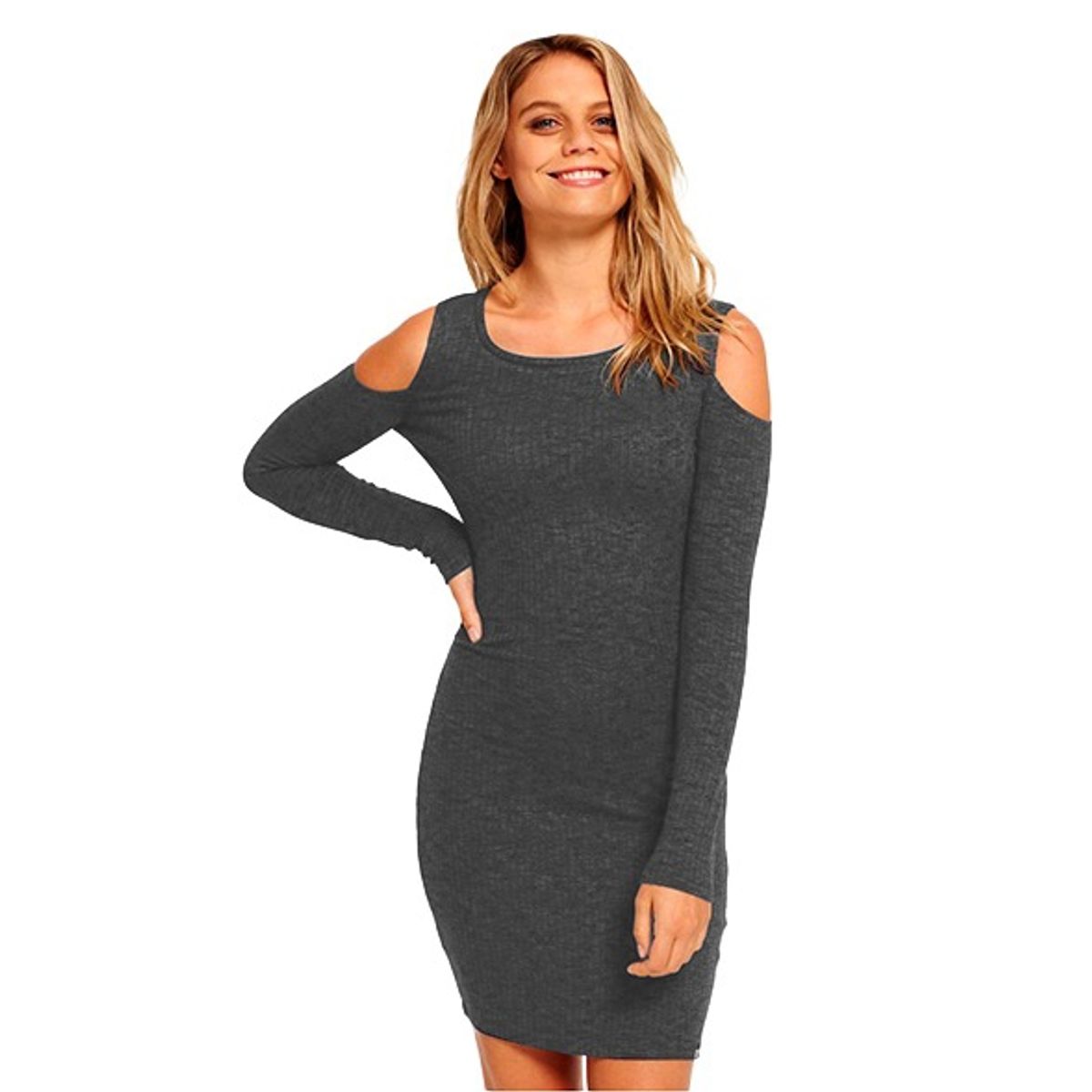 GENERICO - VESTIDO CORTO AJUSTADO JUVENIL MANGA HUECO IDEAL PARA FIESTA CÓCTEL